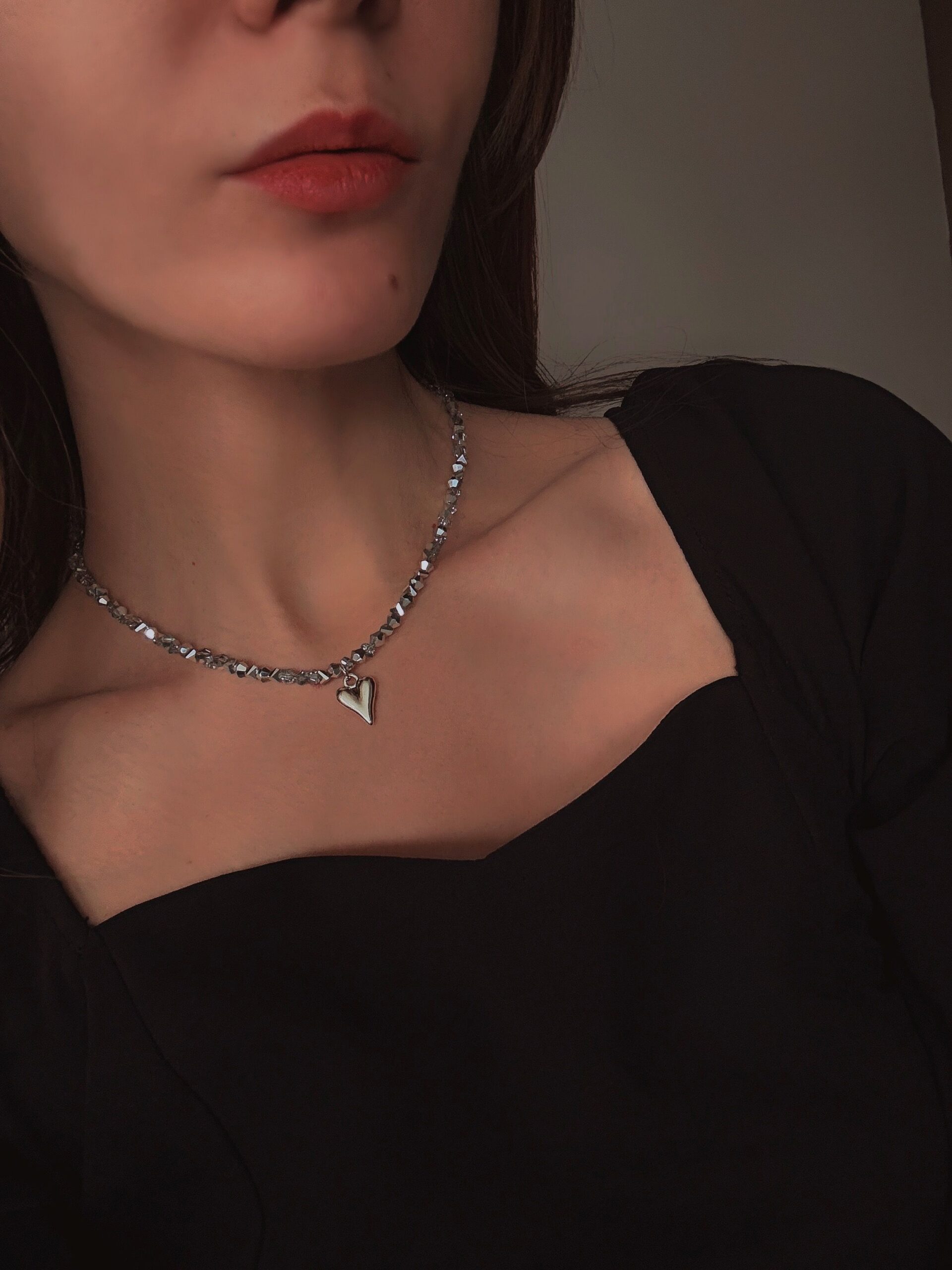 Серебряное колье с сердцем — изображение 3